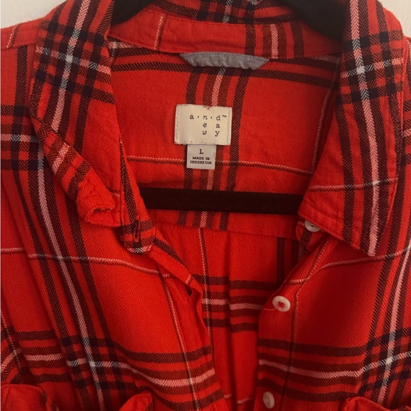 Women’s Large Red Plaid Button Down Shirt - Picture 2 of 3